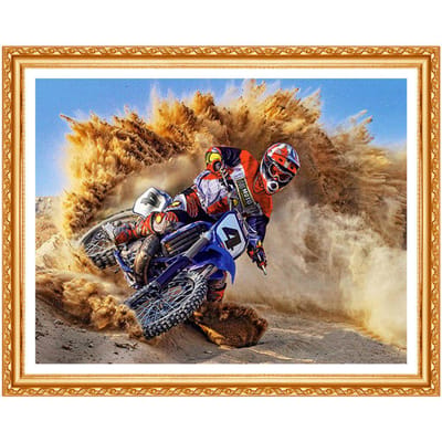 Peinture diamant thème poussière de moto, broderie 5D, bricolage, strass ronds complets, peinture collée 20X30CM gray