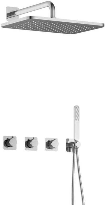 Hotbath Gal - GL106 - Inbouw Regendoucheset - Chroom - Thermostatisch - Wandarm 35 cm - Hoofddouche 270x400 mm - Staafhanddouche - met GL106 - met 2-Weg Stop-Omstel