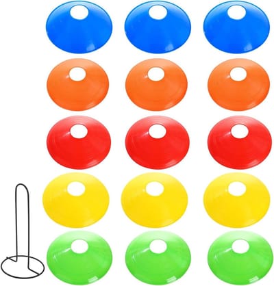 Voetbal Trainings Kegels - Agility Schijven - Sporttraining Verbeteren - Heldere Kleur Zichtbaar - 19.2 cm Diameter - Meerkleurig