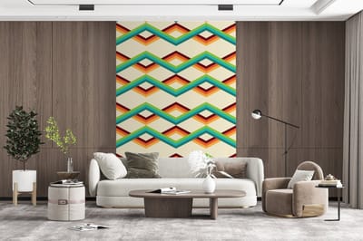 Behang - Fotobehang Retro - Strepen - Design - Seventies - Breedte 200 cm x hoogte 300 cm