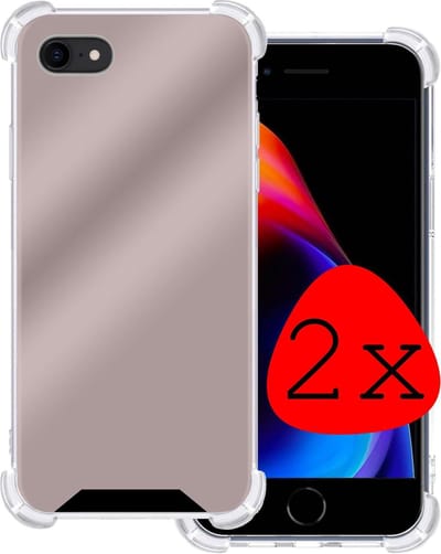 Hoesje 2 Stuks - Geschikt voor Apple iPhone 7 - Sterk & Shockproof - Siliconen Case - Back Cover - Telefoon Hoes Shock Proof - Rosé goud