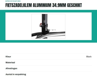 Dailygoods- Zadelpenklem 34,9 mm - Aluminium - Veilig - Opvouwbare Fiets - Mountainbike - Racefiets - Robuuste Bevestigingsschroeven