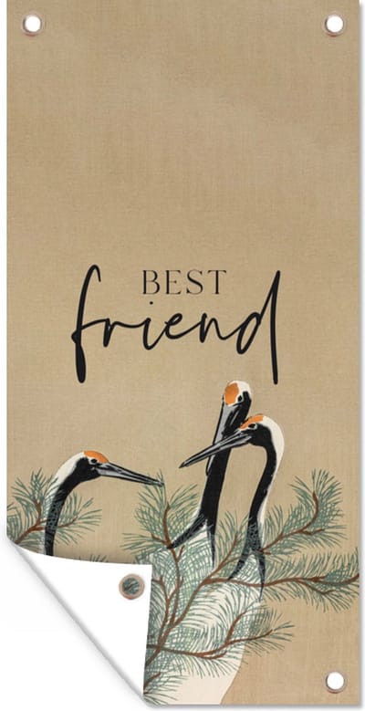 Schuttingposter Japandi - Vriendschap - Quotes - Spreuken - Best friend - 100x200 cm - Tuindoek