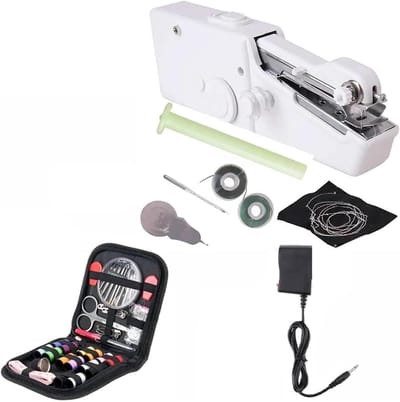 Mini Handnaaimachine - Draagbare Naaier - Snelle Kledingreparatie - Enkele Steek - 20.5 cm Lengte - Wit