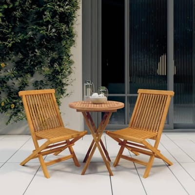 Eetkamerset Hout - Buitenmeubelen Set - Genieten van Buiten - Inklapbaar Ontwerp - 3-delig - Teak