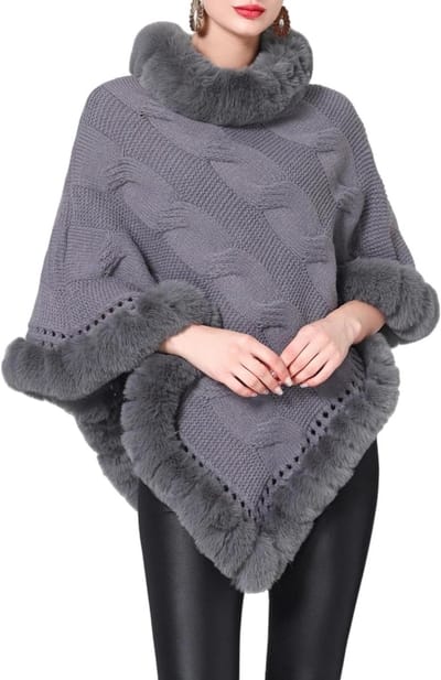 Gebreide Poncho Dames - Cape Sjaal - Warm Blijven - Onregelmatige Zoom - One Size - Roze