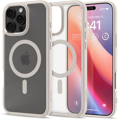 Spigen Ultra Hybrid MagFit - Hoesje Geschikt voor Apple iPhone 16 Pro Max - Compatibel met MagSafe - Back Cover Frost Titanium