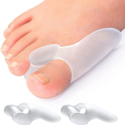 Daity 2 paar - Hallux Valgus beschermpads - Hallux Valgus corrector pads met teenspreider - gelbeschermpads voor voetpijnverlichting - eelt- en likdoornverlichting - Wit, 8,5*2,7*2,5 cm