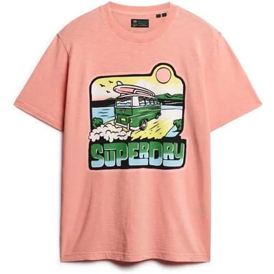 Superdry - Neon Travel Graphic T-shirt met losse pasvorm - Heren - T-shirts