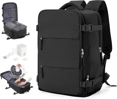 Reisrugzak - Handbagage Rugzak - Vliegen - Geïntegreerde Vacuümcompressie - 40x30x20 - Zwart