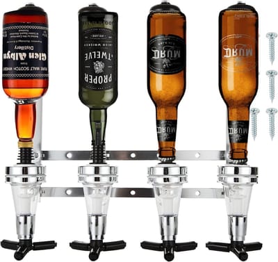Muurhouder voor Flessen, 30 ml, Dispenser voor Drankjes, 4 Flessen, Ideaal voor Thuisbar en Cocktails
