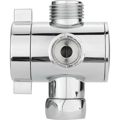 Adaptateur en T 3 voies 1/2 pouce Robinet inverseur pour bras de pommeau de douche de bain argenté