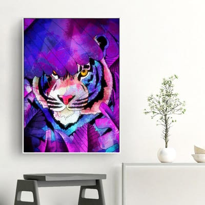 Diamond Painting Tiger Diamond Mozaïek Volledige boor Dier Kristal Borduurmotief Afbeelding van strasssteentjes 20X30CM purple