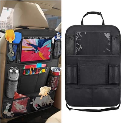 Famanu – Opbergkussen voor achterbank - opbergtas - opbergtas - opbergzak - achterbankorganizer - organizer voor achterbank met zak voor tablet - standaard - achterbankbeschermer