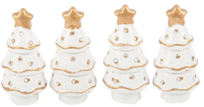 ARTYFETES - 4 witte en gouden hars kerstboomdecoraties 3 x 3 cm voor op tafel