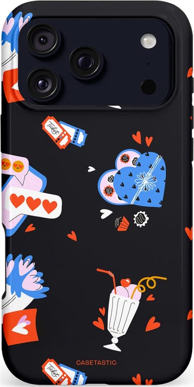 Casetastic hoesje geschikt voor Apple iPhone 17 Pro Max - MagSafe - Dubbellaagse bescherming - Liefdes Kaarten - Fashion Case - Zwart Lavendel Wit