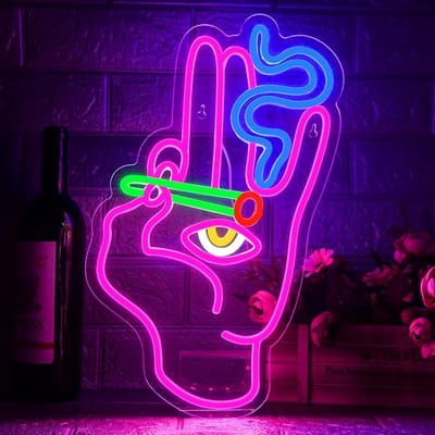 Daity Neonbord met boze ogen voor wanddecoratie - neonbord met USB-aansluiting voor slaapkamer - speelkamer - thuisbar - café - feestgunst