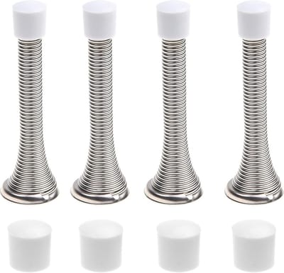 4x Flexibele Voorzieningen voor Deurstoppers - Zilver Met Veiligheidsrubberen Bumper - Bescherming voor Muren, Kinderen en Huisdieren - Eenvoudige Installatie