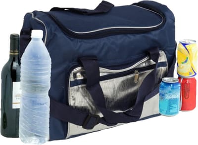 Grote koeltas schoudertas blauw/zilver 36 x 22 x 30 cm 21 liter - Koeltassen