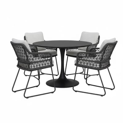 TaraTaranto Flair dining tuinset antraciet 120xH75cm 5- delignto Flair dining tuinset antraciet 120xH75cm