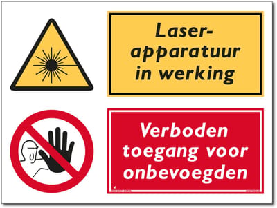 Laserapparatuur bord - Verboden toegang voor onbevoegden - Forex - 30 x 40 cm