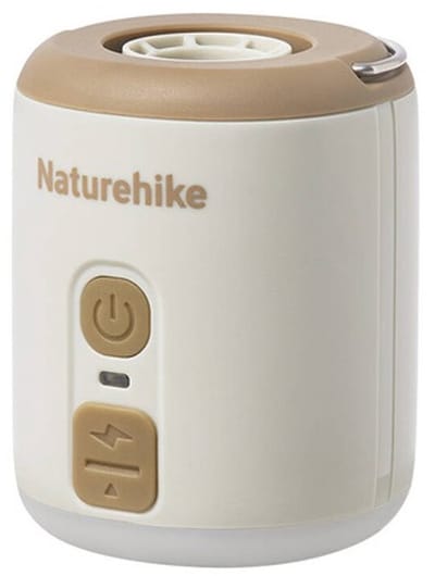 Naturehike 3 in 1 Wind Mini Multifunctionele luchtbed Pomp camping lamp en vacuum pomp Wit/bruin