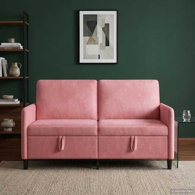 vidaXL - Sofa - met - Opbergruimte - Roze - 152 - x - 78 - x - 87 - cm - Polyester
