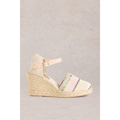 White Stuff Crochet Espadrille Wedge Ivory Multi Maat: 4 | Sandalen Outlet | Dames | Grijs