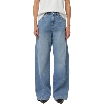 Hoge Taille Wide Leg Jeans Gewassen met Zichtbare Stiksel Voor Vrouwen COMMA