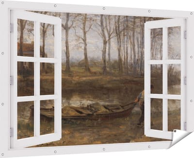 Gards Tuinposter Doorkijk De Zandschipper - Jozef Israëls - 180x120 cm - Tuindoek - Tuindecoratie - Wanddecoratie buiten - Tuinschilderij