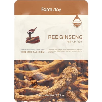 Farmstay Visible Difference Beauty Mask Sheet, Rode Ginseng, 1 sheet, 23ml (0,77 fl oz)
