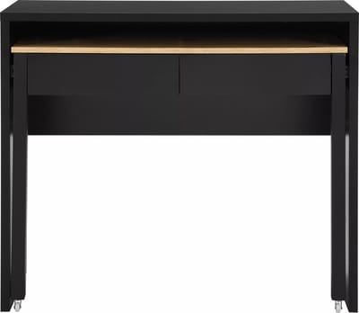Vente-unique Uitschuifbaar console-bureau met 2 lades - Zwart en naturel - LOAVIA
