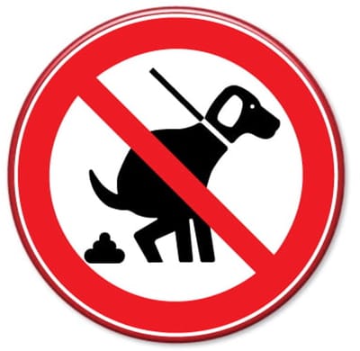 Bord verboden te poepen voor honden rond - Weerbestendig Aluminium - Ø40 cm (+€6) - Bevestiging: Met paal 150 cm + paalbeugels + paaldop
