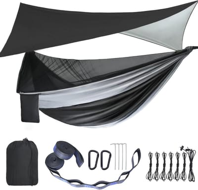Camping hangmat met muggennet en regenfly - Draagbare nylon parachuhangmat voor outdoor avonturen