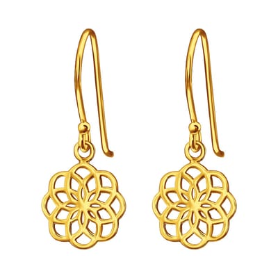 Montebello Oorbellen Baiba Gold - 925 Zilver Verguld - Bloem - 8x20mm