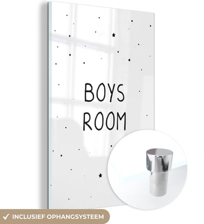 MuchoWow® Glasschilderij 120x180 cm - Schilderij acrylglas - Quotes - Boys room - Spreuken - Jongens - Kind - Foto op glas - Schilderijen
