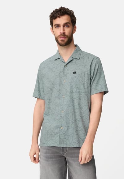 camel active Kortemouwen overhemd met borstzakken - Maat menswear-L - Stormblauw