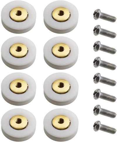 Dailygoods- Douchedeurrollen 8 Stuks - 19mm Rollen - M4 Schroeven - Roestvrij Staal - Douchecabine - Stoomcabine - Schokbestendig - Douchedeurwielen