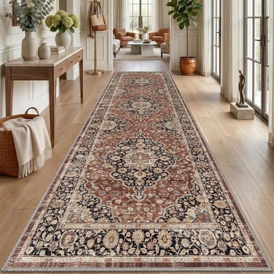 Langwerpige Vintage Vloerloper 80 x 300 cm, Antislip, Wasbaar en Absorberend voor Hal, Keuken en Entree