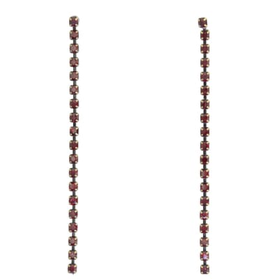 Behave - Oorbellen - Strass Oorhangers - Donker Rode Steentjes - 5.5 cm