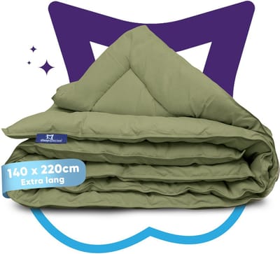 Slaapspeciaal eazydekbed 140x220 cm Mosgroen – Wasbaar Hoesloos Dekbed Zonder Overtrek – All Year Dekbed – Extra Lang – Anti Allergisch – Perfect Voor Elke Seizoen