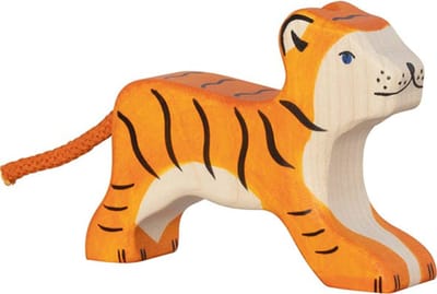 HOLZTIGER Wildernis - Tijger Klein - 10X3X7Cm - Houten Figuur - Handgemaakt