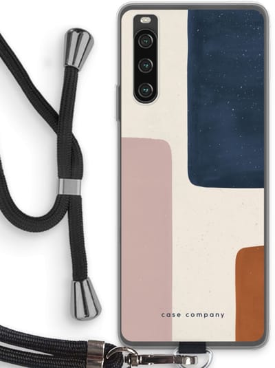 Case Company® - Hoesje met koord geschikt voor Sony Xperia 10 IV hoesje met Koord - Geo #5 - Telefoonhoesje met Zwart Koord - Bescherming aan alle Kanten en Over de Schermrand