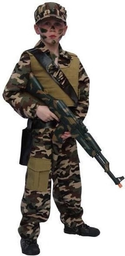 Faram Party verkleedkostuum soldaat - camouflage - kinderen - leger / army outfit 164