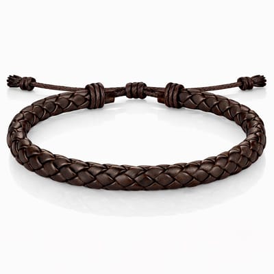 Heren Armband Gevlochten Leer Bruin Verstelbaar