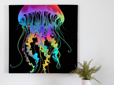 Rainbow prism jellyfish | Rainbow Prism Jellyfish | Kunst - 80x80 centimeter op Dibond | Foto op Dibond