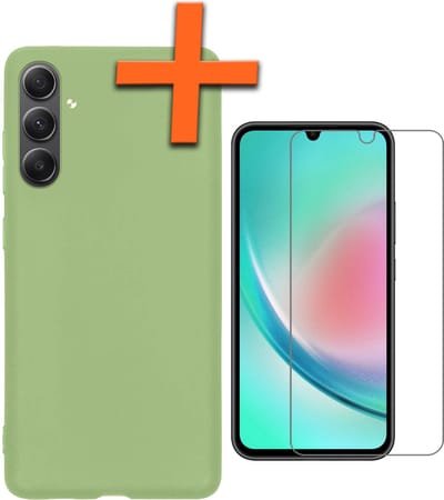 Hoes - Met Screenprotector - Geschikt voor Samsung Galaxy A34 - Sterk & Shockproof - Back Cover - Siliconen Case - Telefoon Hoes - Groen