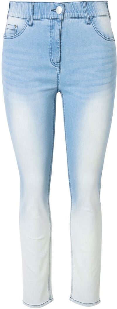 Ulla Popken - Dames - Jeans Sarah strepen smalle pijpen 5-pocket broek stretch - Licht blauw denim - Maat 42
