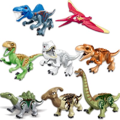 Ensemble de Briques de Construction Dinosaures Jurassiques, Modèle 3 World Park, T-Rex Blanc Dino Breakout, Mosasaure Vélociraptor Animal,