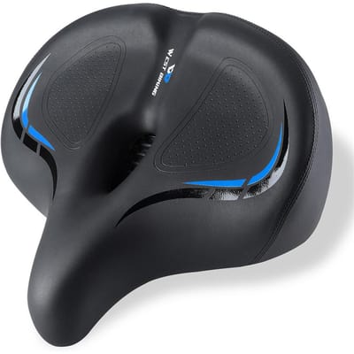Selle de vélo épaisse à haute élasticité, souple, imperméable, coussin en PU, sièges de vélo de route, confortables et respirants bleu